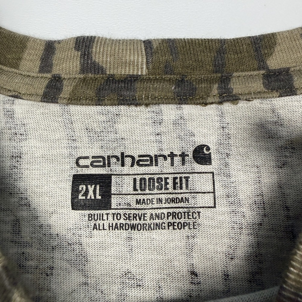 Carhartt Shirt Mens 2XL Green Bottomland Camo Long Sleeve Pocket Hunting Tee - Picture 2 of 7